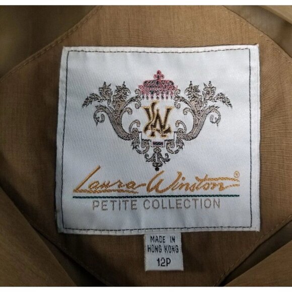 Laura Winston Vtg 1980s Brown Trench Coat Jacket, Size 12P, Preppy Classic Retro - Picture 4 of 4